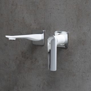 Встраиваемый смеситель для раковины Lemark Allegro LM5936CW с донным клапаном хром/белый